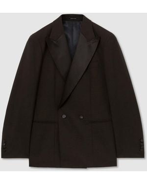 Reiss Wool Double-Breasted Tuxedo Blazer Classic-Fit - Black