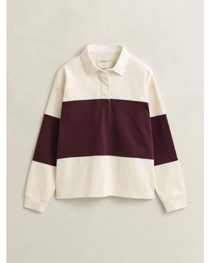 GANT Block Stripe Heavy Rugby Shirt - Natural