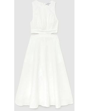 Reiss Hazel Linen-Cotton Cut-Out Midi Dress - White