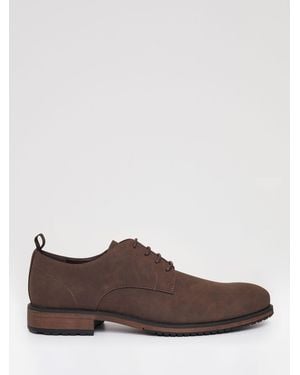 Threadbare Faux Suede Derby Shoes - Brown