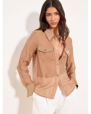 Lipsy Utility Pocket Detail Shirt - Brown