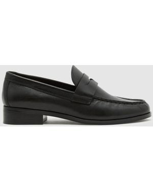 Reiss Kallie Leather Penny Loafers - Black