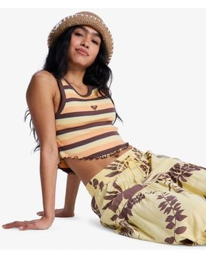 Roxy Sunslight Boost Stripe Logo Scoop Neck Tank Top - Metallic