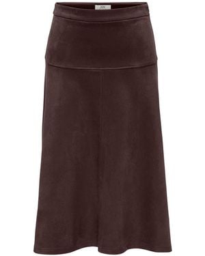 Jdy Chocolate Faux Suede A-Line Midi Skirt - Brown