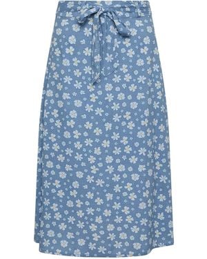 PixieGirl Petite Daisy Belted Midi Skirt - Blue
