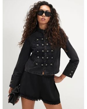River Island Olivia Attwood Military Drummer Denim Jacket - Black