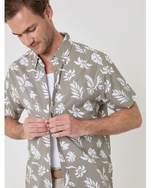 Threadbare Button Down Collar Short Sleeve Shirt - Gray