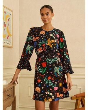 Love & Roses Crew Neck Peplum Mini Dress - Black