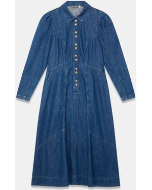 Mint Velvet Denim Midi Shirt Dress - Blue
