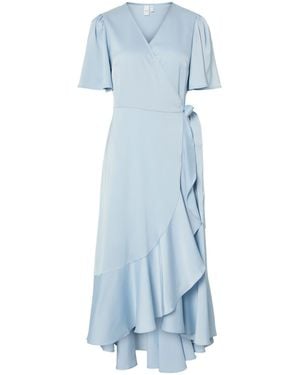 Y.A.S Y. A.S Y. A.S Half Sleeve Ruffle Wrap Dress - Blue
