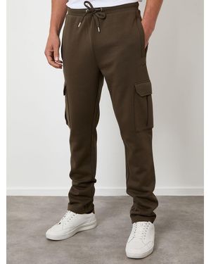 Threadbare Tapered Cargo Sweatpants - Brown