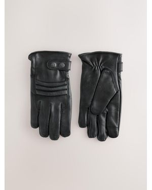 Next Leather Biker Gloves - Black