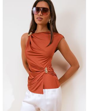 Friends Like These Friends Like These Drape Hardware Top - Orange