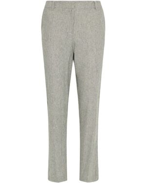 M Com Stripe Tailored Linen Blend Pants - Gray