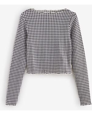 Billabong Way Out Checks Rib Knit Top - White