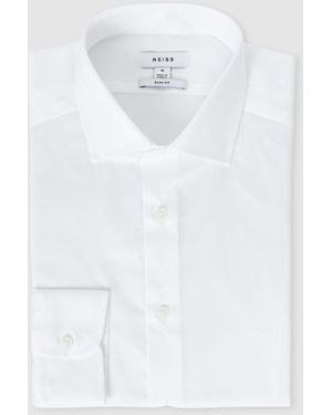 Reiss Slim Fit Cotton Sateen Shirt - White