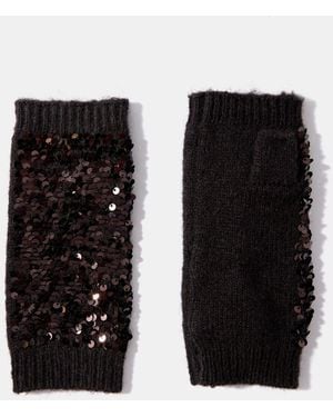 Mint Velvet Wool Blend Sequin Hand Warmers - Black
