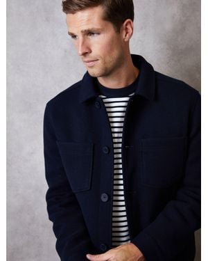 Threadbare Faux Wool Button Up Quilted Shacket - Blue
