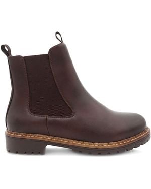 Pavers Wide Fit Slip On Boots With Side Zip - Brown
