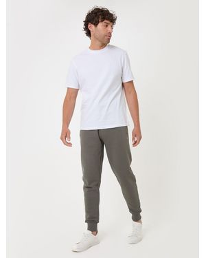 Threadbare Dark Sage Cotton Blend Cuffed Sweatpants - White