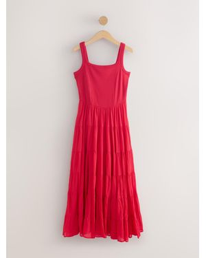 Next Sleeveless Square Neck Tiered Midi Summer Dress