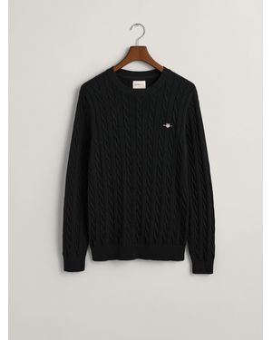 GANT 100% Baumwolle Zopfpullover Mit Rundhalsausschnitt - Schwarz