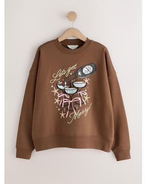 Next Chocolate Christmas Drinks Graphic Sweatshirt - Brown