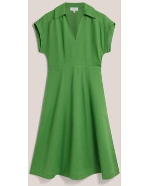 Hobbs Shona Linen Dress - Green