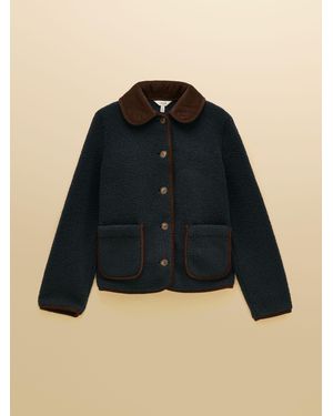 Joules Sadie Button Through Fleece Jacket - Blue