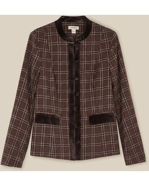 Monsoon Gracie Check Print Jacket - Brown