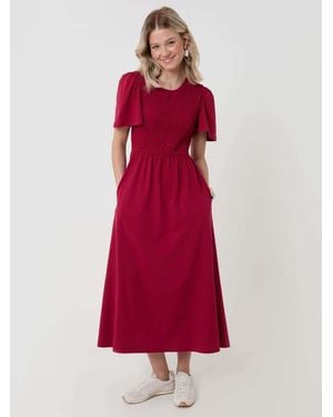 Threadbare 100% Cotton Jersey Shirred Bodice Midi Dress