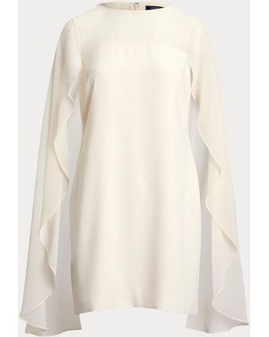 Ralph Lauren Cape Georgette Cocktail Dress - Natural