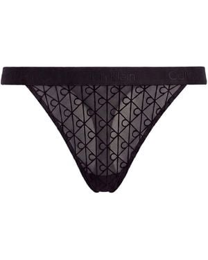 Calvin Klein High Leg Thong - Black