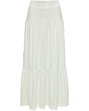 Jdy Broderie Tiered Maxi Skirt - White