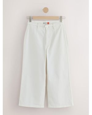 Next Belted Wide Leg Cropped Jeans - White