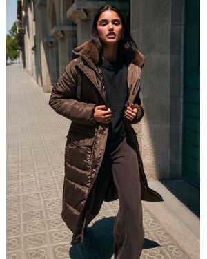 Friends Like These Chocolate Premium Padded Belted Coat - Black