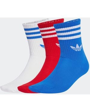 adidas Originals Light Crew Three Stripe Socks 3 Pairs - Blue