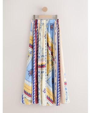 Next Satin Pleated Maxi Skirt - Blue