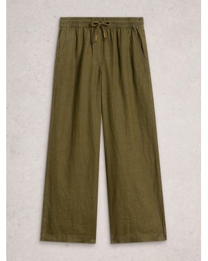 White Stuff Ally Linen Wide Leg Pants - Green