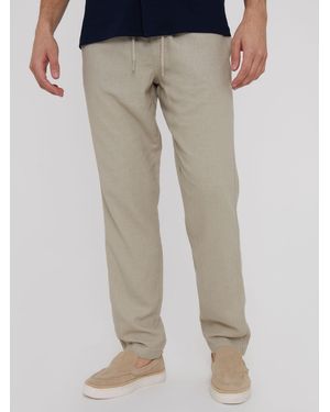 Threadbare Linen Blend Drawcord Pants - Gray