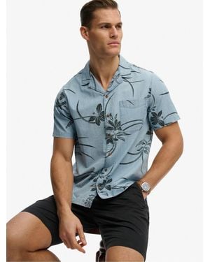 Superdry Vintage Loom Cabana Short Sleeve Shirt - Blue