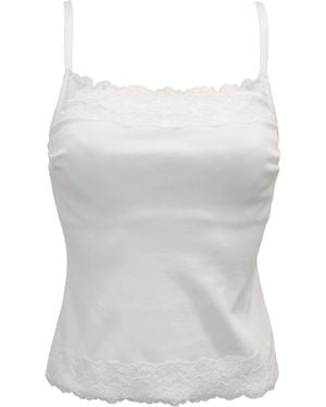Pour Moi Cotton Lace Trim Hidden Underwired Bra Cami Top - White