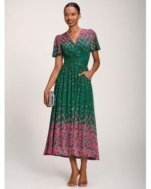 Jolie Moi Mesh Short Sleeve Midaxi Dress - Green