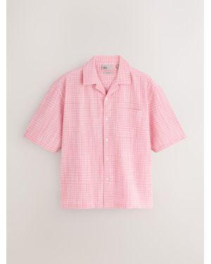 Next Boxy Fit Edit Check Short Sleeve Shirt - Pink