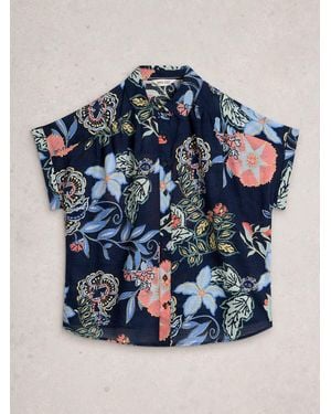 White Stuff Orla Button Through Shirt - Blue