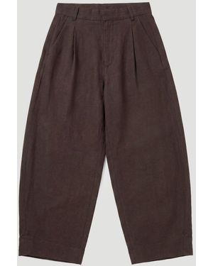 Hush Dark Dania Linen Blend Barrel Leg Pants - Gray