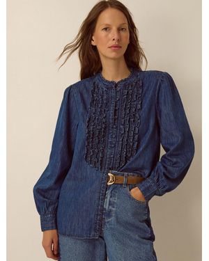 Monsoon Sophia Ruffle Denim Shirt - Blue