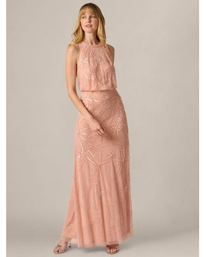 Adrianna Papell Petite Bead Blouson Long Dress - Pink