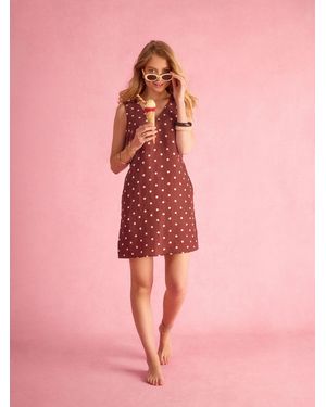 Joules Delphine V Neck Shift Dress With Linen - Pink