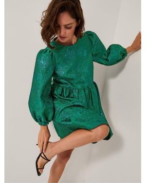 Monsoon Jolene Jacquard Mini Dress - Green